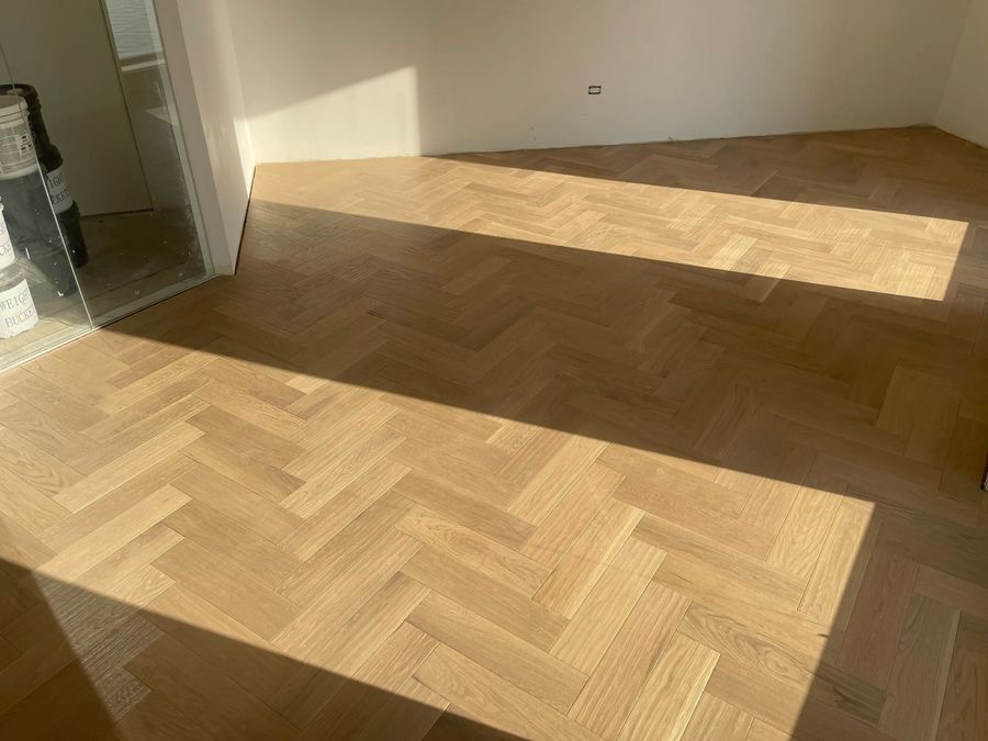 Hardwood flooring crew on jobsite